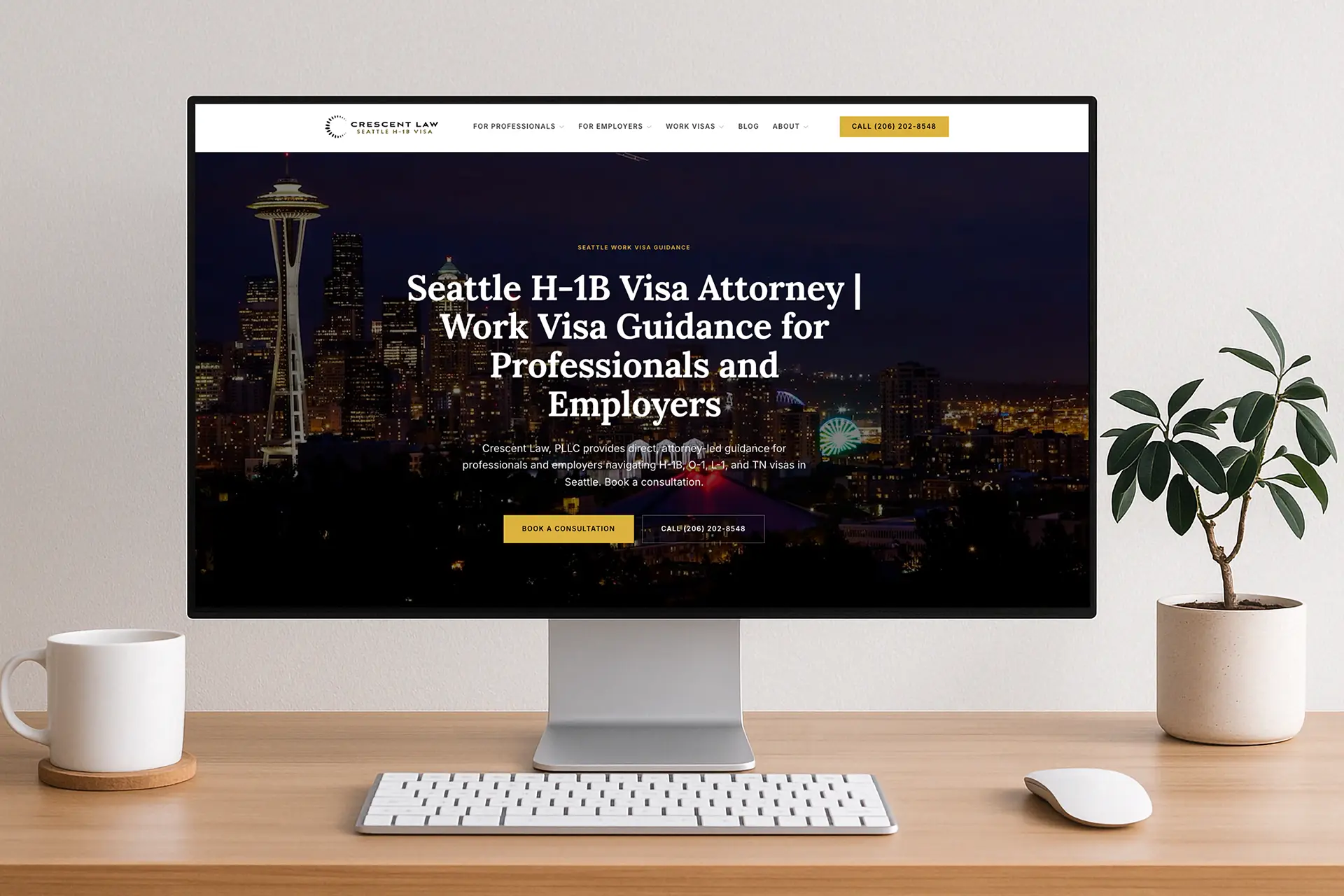 Seattle H-1B Visa, a former affiliate lead-generation website built by Green Lake Digital in partnership with Crescent Law, PLLC.