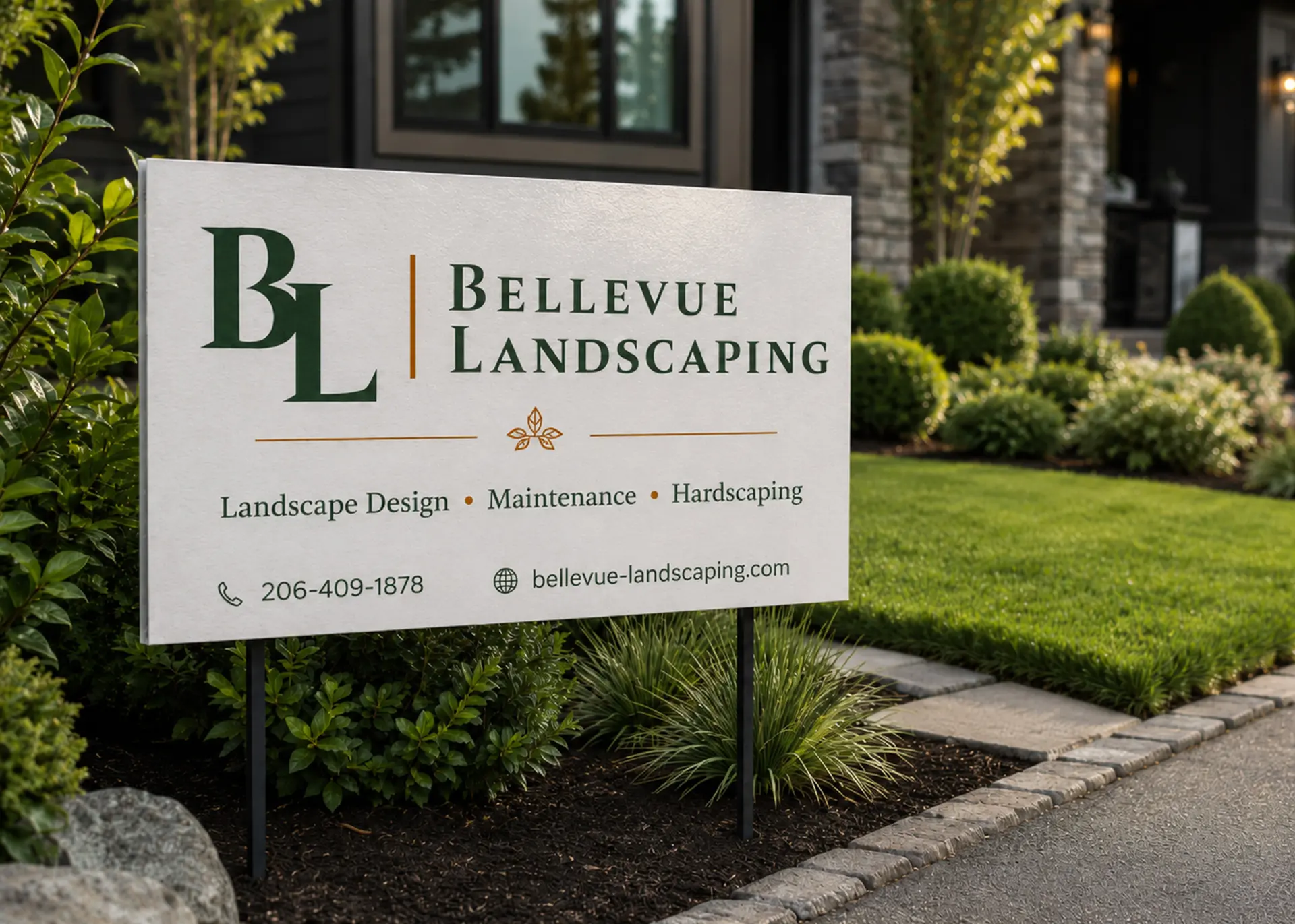 Bellevue Landscaping. Logo design by Green Lake Digital Seattle