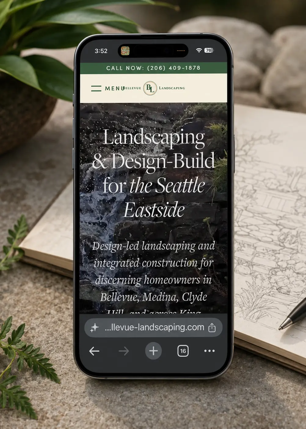 Bellevue Landscaping. Mobile website design by Green Lake Digital