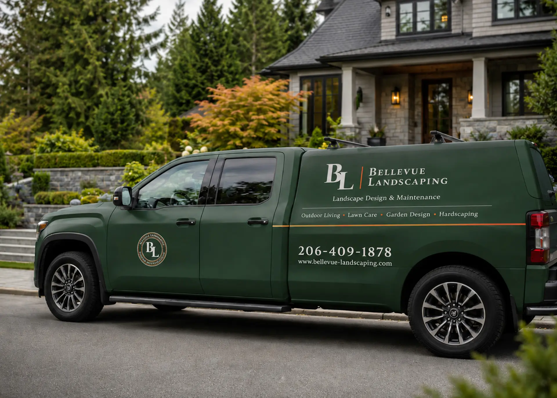 Bellevue Landscaping — website design desktop view by Green Lake Digital