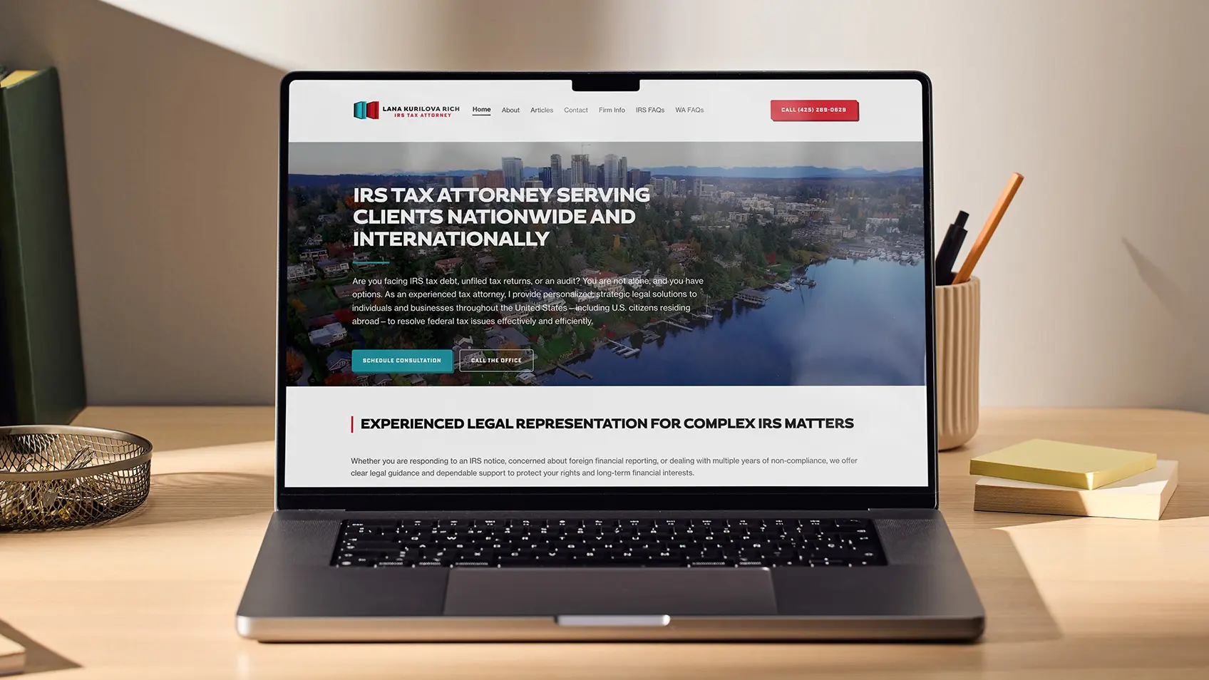 Lana Kurilova Rich tax law website shown in a desktop browser view